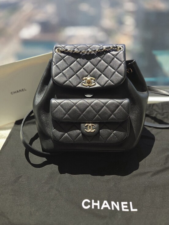 CHANEL Handbags - Chanel Large Duma Calfskin Leather Backpack Black